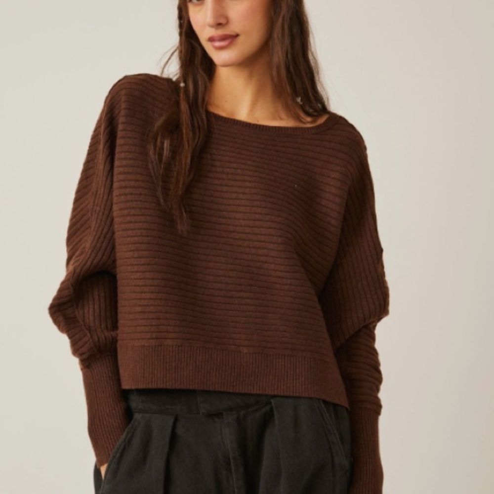 Free People Sublime Pullover Chocolate Lava Sweater